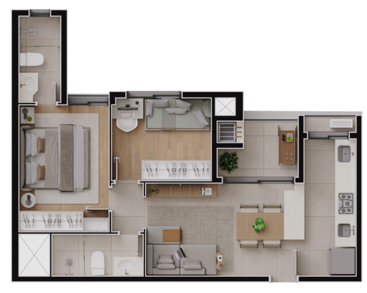 Planta 04 - 2 dorm 55,47m�