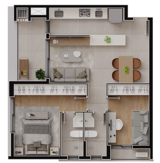 Planta 05 - 2 dorm 66,33m�