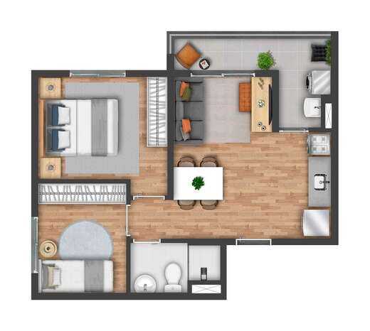 Planta 07 - 2 dorm 41m�
