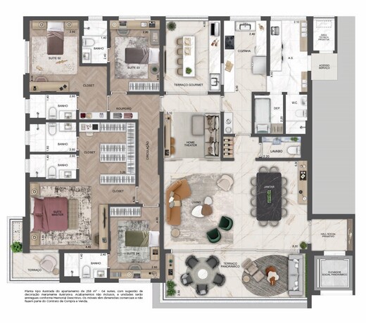Planta 01 - 4 dorm 258m�