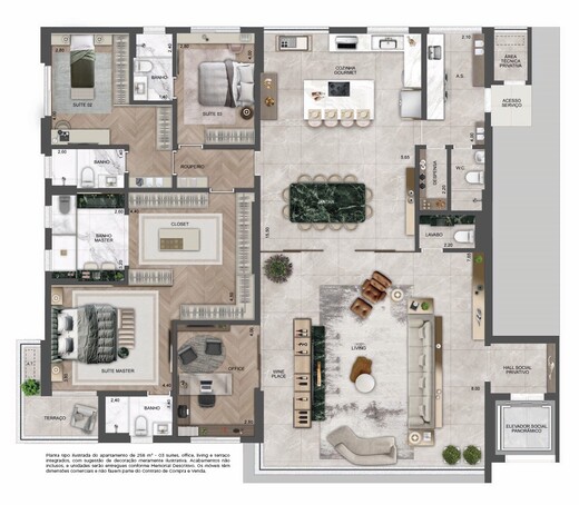 Planta 02 - 3 dorm 258m� - op��o 1