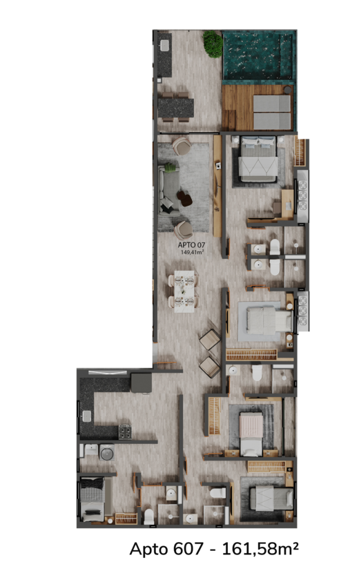 Planta 08 - 4 dorm 161,58m²