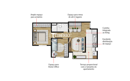 Planta 01 - 2 dorm 45m