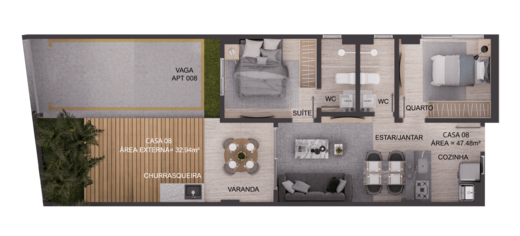 Planta 12 - 2 dorm 80,42m² - garden