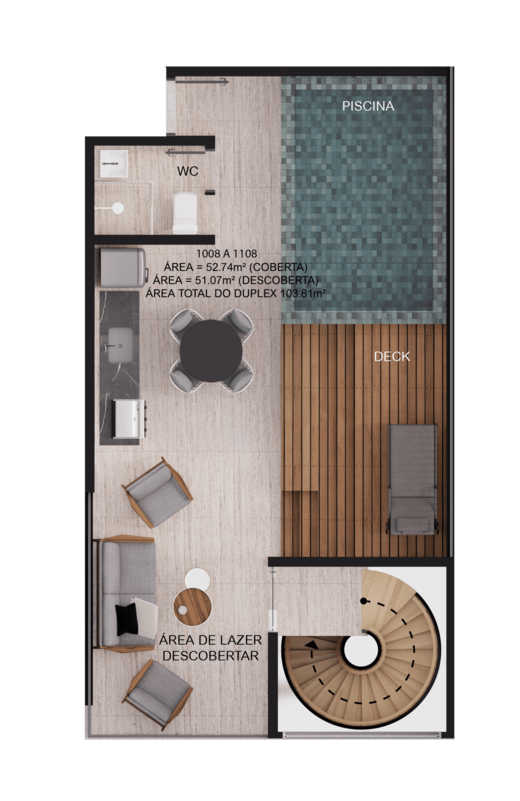 Planta 19 - 2 dorm 103,08m² - duplex - superior