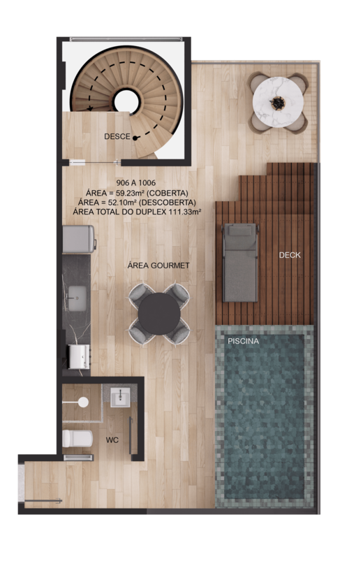 Planta 23 - 2 dorm 111,33m² - duplex - superior