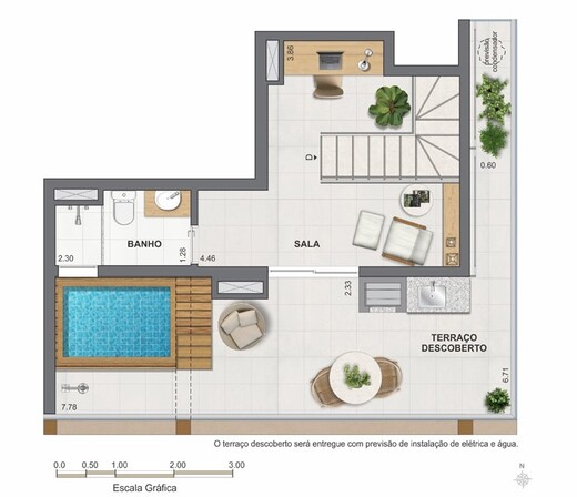 Planta 22 - 1 dorm 87,56m² - cobertura duplex - superior