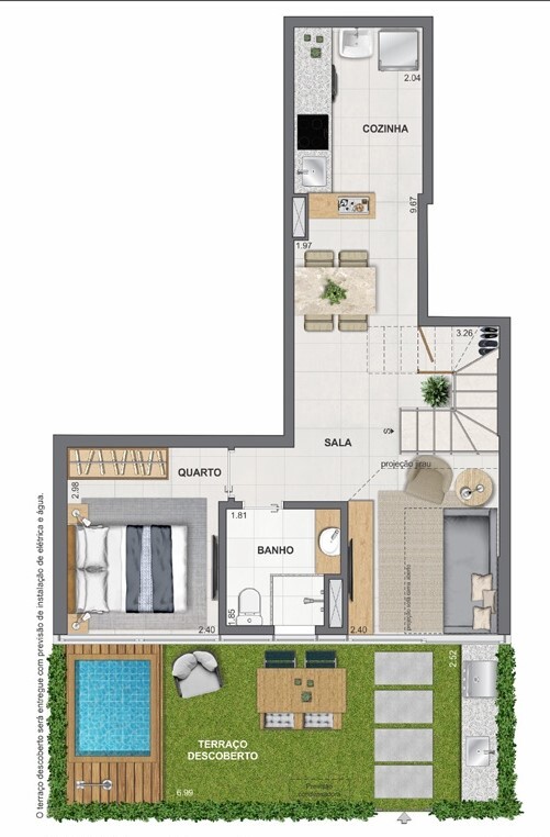 Planta 23 - 2 dorm 95,92m² - garden - inferior