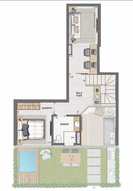 Planta 24 - 2 dorm 95,92m² - garden - superior