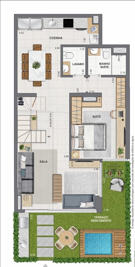 Planta 31 - 3 dorm 134,90m² - garden - inferior