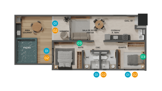 Planta 05 - 2 dorm 76,82m²