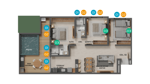 Planta 06 - 3 dorm 96,40m²
