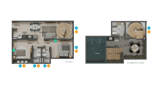 Planta 07 - 2 dorm 105,00m² - duplex