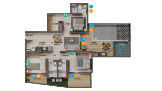 Planta 08 - 3 dorm 114,52m²