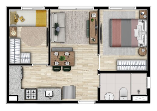 Planta 02 - 2 dorm 34,98m�