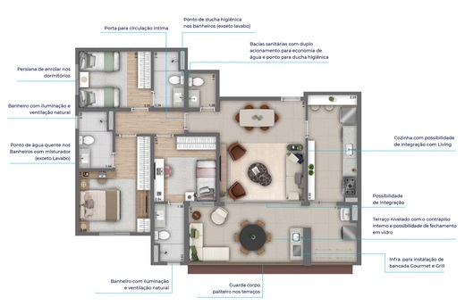 Planta 02 - 3 dorm 114m²