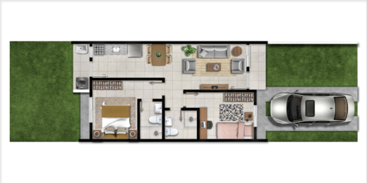 Planta 02 - 2 dorm 54,55m�