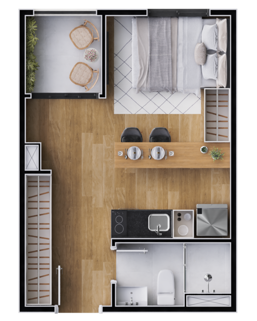 Planta 06 - studio 24,31m� - final 9 e 10 - terraco