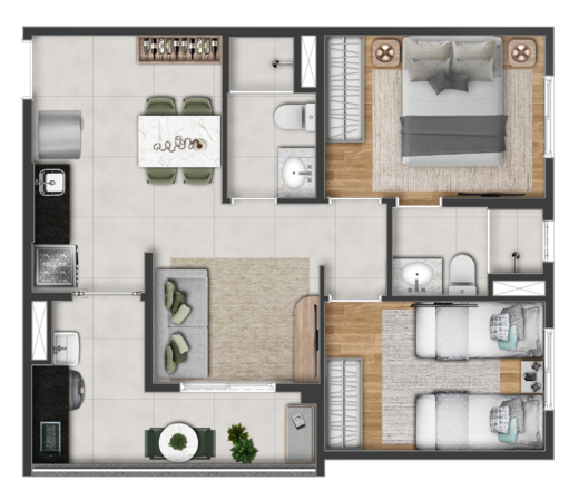 Planta 02 - 2 dorm 50m�