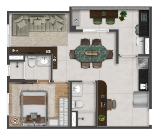 Planta 04 - 1 dorm 50m�- op��o 1