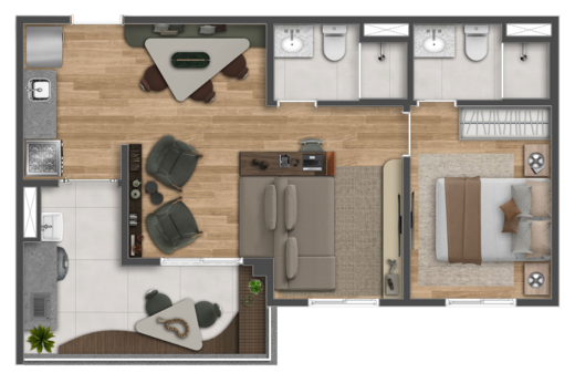 Planta 05 - 1 dorm 50m� - op��o 2