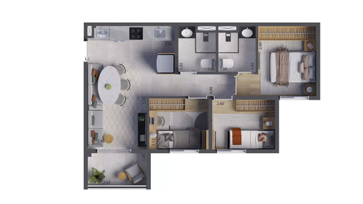 Planta 02 - 3 dorm 51m�