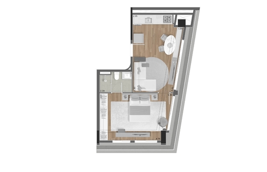 Planta 01 - 1 dorm 56m�