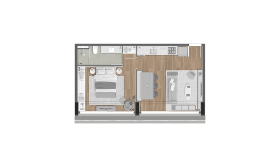 Planta 03 - 1 dorm 59m�