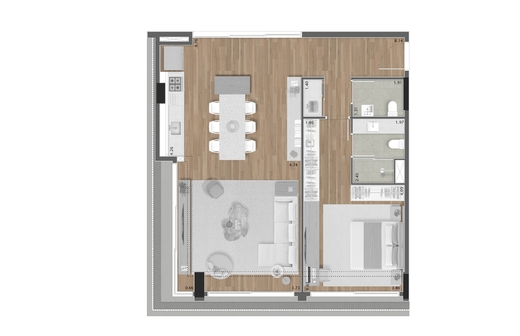 Planta 05 - 1 dorm 103m�