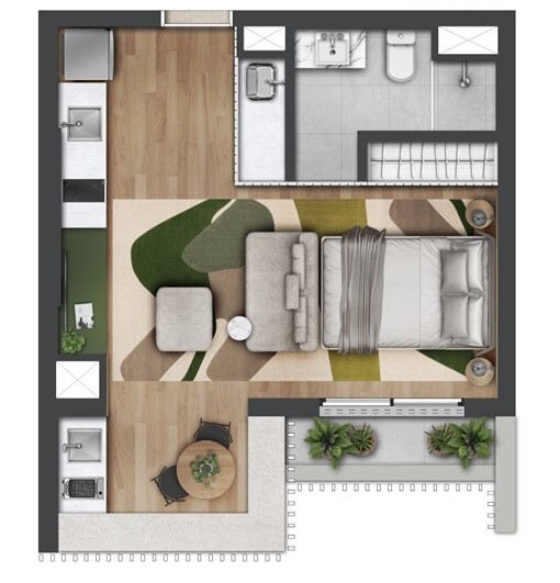 Planta 02 - 1 dorm 35m² - studio - opção