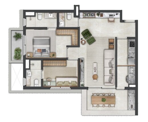 Planta 03 - 2 dorm 81m²