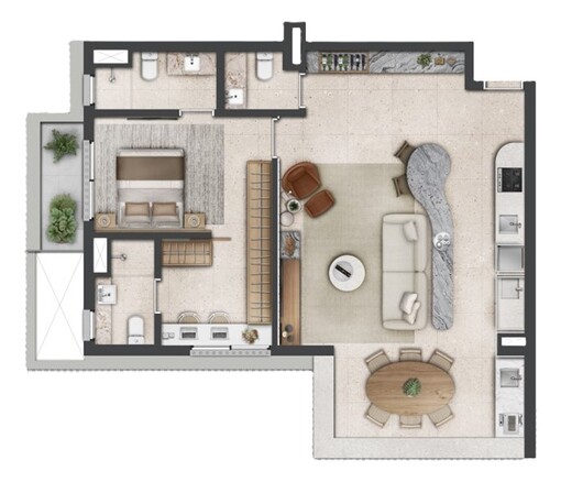Planta 04 - 1 dorm 81m² - opção