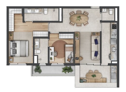 Planta 05 - 2 dorm 83m²