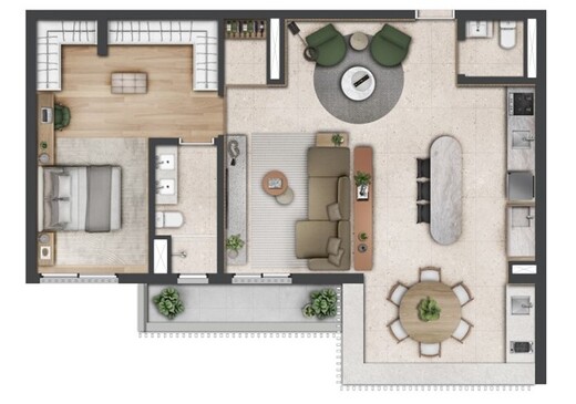 Planta 06 - 1 dorm 83m² - opção