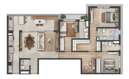 Planta 07 - 3 dorm 124m²