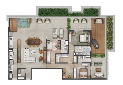 Planta 11 - 3 dorm 237m² - garden