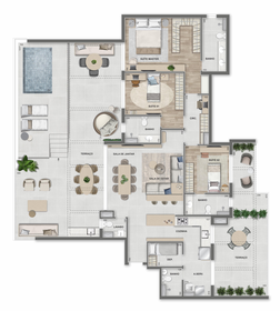 Planta 12 - 3 dorm 236,57m� - cobertura horizontal