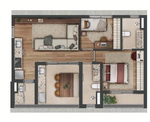 73m� com 2 dorms. - Planta 01 