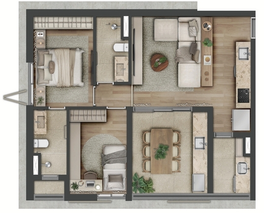 75m� com 2 dorms. - Planta 02