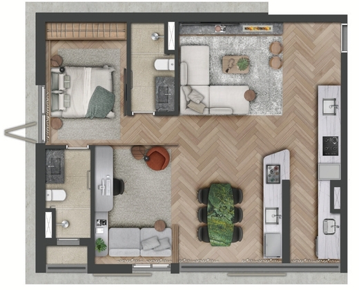 75m� com 2 dorms - Planta 03