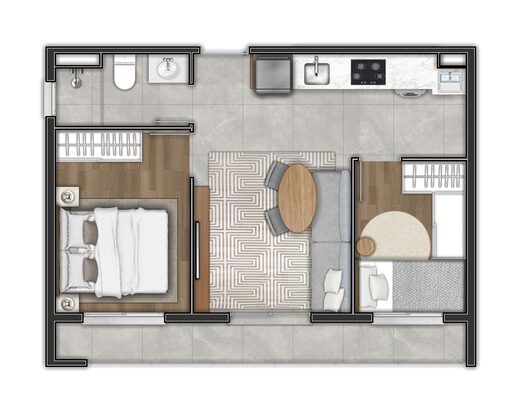 Planta 03 - 2 dorm 44m�
