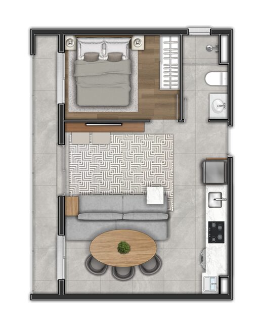 Planta 04 - 1 dorm 44m� - op��o