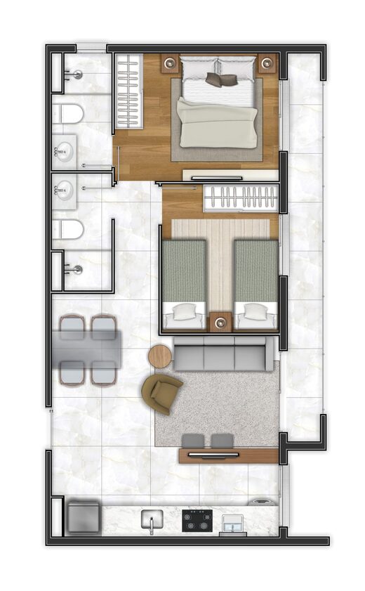 Planta 05 - 2 dorm 58m�