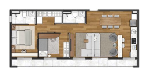 Planta 07 - 2 dorm 73m� - op��o