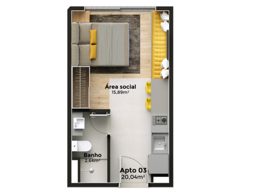 Planta 01 - 1 dorm 20,04m� - studio