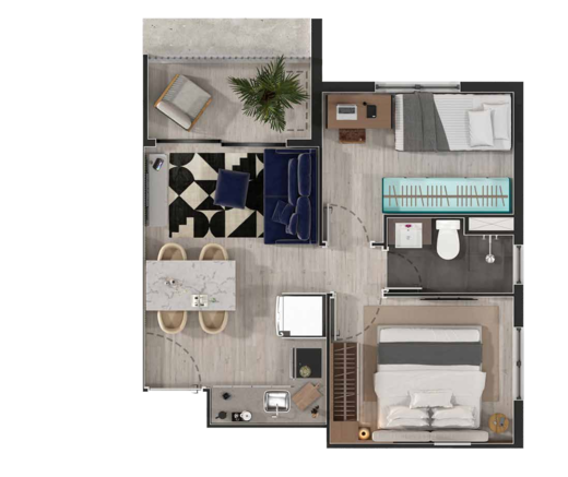 Planta 03 - 2 dorm 39,66m�