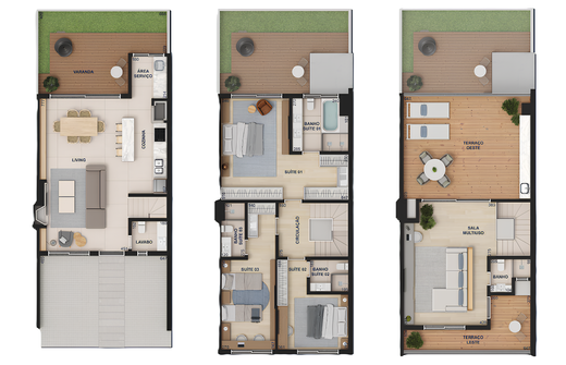Planta 01 - 3 dorm 293m²