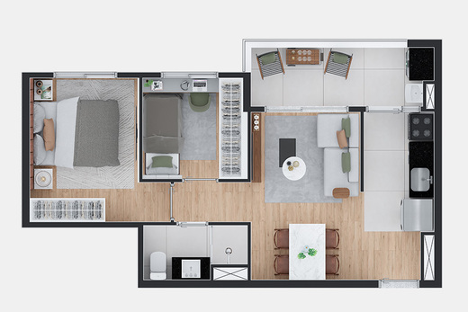 Planta 01 - 2 dorm 44m�