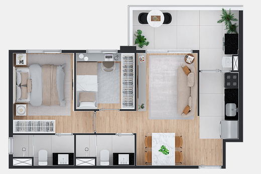 Planta 02 - 2 dorm 51m�