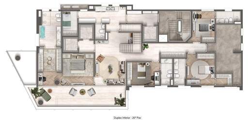 Planta 05 - 4 dorm 559,36m� - cobertura duplex - inferior